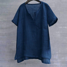 Cargar imagen en el visor de la galería, Summer New Cotton Linen Solid Color Simple Men's Short Sleeve Shirt Youth Chinese Style T-Shirt Trendy Casual Shirt Zen Design