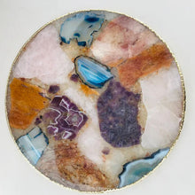 Cargar imagen en el visor de la galería, Large Multicolored 12" Diameter Agate Platter / Tray