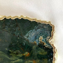Cargar imagen en el visor de la galería, Large Green Agate Serving Tray With Brass Handles/Personalised Momentos/Sign Boards 10"x15"