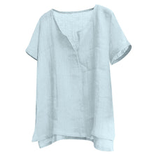 Cargar imagen en el visor de la galería, Summer New Cotton Linen Solid Color Simple Men's Short Sleeve Shirt Youth Chinese Style T-Shirt Trendy Casual Shirt Zen Design