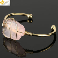Cargar imagen en el visor de la galería, Pulsera Brazalete de Piedra Natural con Cuarzo | Vibras & Cristales