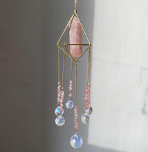 Cargar imagen en el visor de la galería, Crystal Suncatcher Window Hanging | Rose Quartz & Aura Crystal Pendant