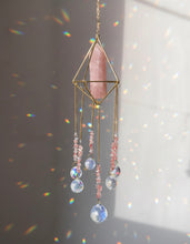 Cargar imagen en el visor de la galería, Crystal Suncatcher Window Hanging | Rose Quartz & Aura Crystal Pendant