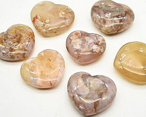 Puffy Flower Agate Hearts
