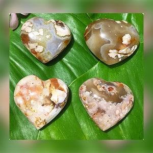 Puffy Flower Agate Hearts
