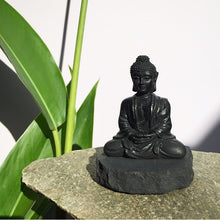 Cargar imagen en el visor de la galería, Shungite Buddha on Shungite Stand
