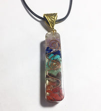 Cargar imagen en el visor de la galería, 7 Chakras Copper Orgone Leather Necklace
