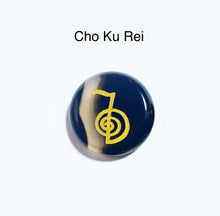Cargar imagen en el visor de la galería, Black Agate Reiki Symbols Palmstones