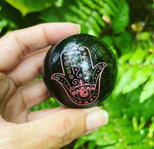 Cargar imagen en el visor de la galería, Engraved Obsidian Sphere 50mm