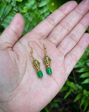 Cargar imagen en el visor de la galería, Jade Buddha 18k Gold Plated Pendant Earrings