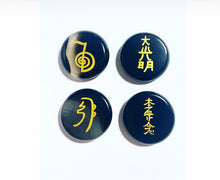 Cargar imagen en el visor de la galería, Black Agate Reiki Symbols Palmstones