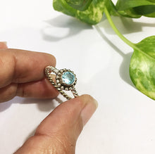 Cargar imagen en el visor de la galería, Blue Topaz Flower Spiral Silver 925 Ring