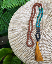 Cargar imagen en el visor de la galería, Chrysocolla, Lava Stone & Rudraksha Japa Mala