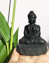 Cargar imagen en el visor de la galería, Shungite Buddha on Shungite Stand