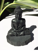 Cargar imagen en el visor de la galería, Shungite Buddha on Shungite Stand