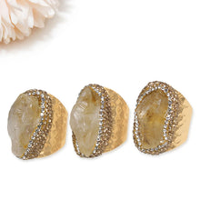 Cargar imagen en el visor de la galería, Citrine Open Gold Plated Adjustable Ring - Solar Plexus Chakra
