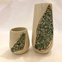 Cargar imagen en el visor de la galería, Amethyst / Agate Crystal Quartz Ceramic Vases   Set of 2
