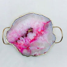 Cargar imagen en el visor de la galería, Pink Agate Serving Tray With Brass Loop Handles
