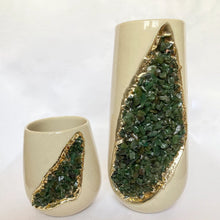 Cargar imagen en el visor de la galería, Amethyst / Agate Crystal Quartz Ceramic Vases   Set of 2
