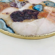 Cargar imagen en el visor de la galería, Large Multicolored 12" Diameter Agate Platter / Tray
