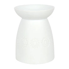 Cargar imagen en el visor de la galería, White Ceramic Seven Chakra Tealight Wax Warmer
