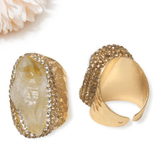 Cargar imagen en el visor de la galería, Citrine Open Gold Plated Adjustable Ring - Solar Plexus Chakra
