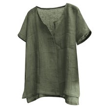 Cargar imagen en el visor de la galería, Summer New Cotton Linen Solid Color Simple Men's Short Sleeve Shirt Youth Chinese Style T-Shirt Trendy Casual Shirt Zen Design

