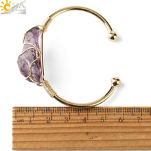 Cargar imagen en el visor de la galería, Pulsera Brazalete de Piedra Natural con Cuarzo | Vibras &amp; Cristales
