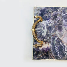 Cargar imagen en el visor de la galería, Amethyst Agate Serving Tray With Brass Handles
