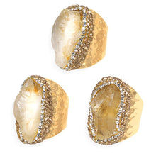 Cargar imagen en el visor de la galería, Citrine Open Gold Plated Adjustable Ring - Solar Plexus Chakra
