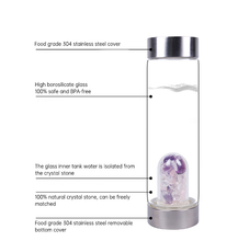 Cargar imagen en el visor de la galería, Botella de Agua con Cristal de Cuarzo Natural 500ml | Elixir Energético | Vibras &amp; Cristales

