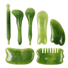Cargar imagen en el visor de la galería, Jade Face Roller &amp; Gua Sha Natural Stone Massager Skin Care &amp; Facial Massage Tool
