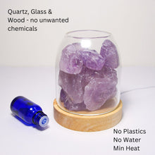 Cargar imagen en el visor de la galería, AURORA 2 Crystal Light | Essential Oil Diffusing | Natural Quartz 500g | Amethyst / Green Calcite
