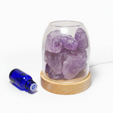 Cargar imagen en el visor de la galería, AURORA Crystal Light Essential Oil Diffusing | Natural Quartz Amethyst / Green Calcite
