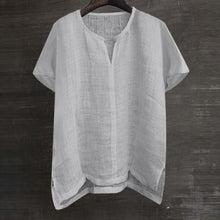Cargar imagen en el visor de la galería, Summer New Cotton Linen Solid Color Simple Men's Short Sleeve Shirt Youth Chinese Style T-Shirt Trendy Casual Shirt Zen Design
