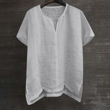 Cargar imagen en el visor de la galería, Summer New Cotton Linen Solid Color Simple Men's Short Sleeve Shirt Youth Chinese Style T-Shirt Trendy Casual Shirt Zen Design

