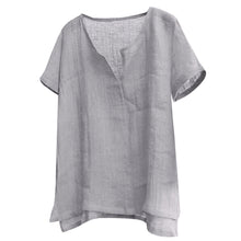 Cargar imagen en el visor de la galería, Summer New Cotton Linen Solid Color Simple Men's Short Sleeve Shirt Youth Chinese Style T-Shirt Trendy Casual Shirt Zen Design
