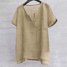 Cargar imagen en el visor de la galería, Summer New Cotton Linen Solid Color Simple Men's Short Sleeve Shirt Youth Chinese Style T-Shirt Trendy Casual Shirt Zen Design
