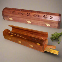 Cargar imagen en el visor de la galería, Sacred Wood Serenity – 12" Hand-Carved Incense Holder
