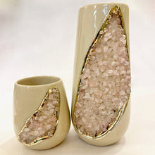 Cargar imagen en el visor de la galería, Amethyst / Agate Crystal Quartz Ceramic Vases   Set of 2
