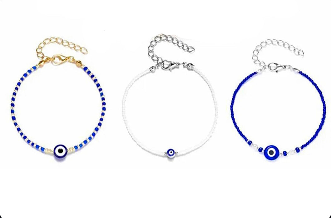Blue Turkish Evil Eye Beads Bracelet