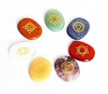 Cargar imagen en el visor de la galería, Reiki 7 Chakras Symbols Palmstones Set

