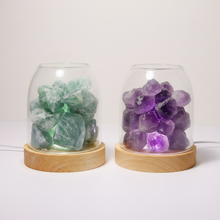 Cargar imagen en el visor de la galería, AURORA Crystal Light Essential Oil Diffusing | Natural Quartz Amethyst / Green Calcite
