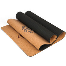 Cargar imagen en el visor de la galería, Natural Cork &amp; TPE Yoga Mat 183x68cm - 5mm Non-Slip with Body Alignment Lines
