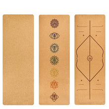 Cargar imagen en el visor de la galería, Natural Cork &amp; TPE Yoga Mat 183x68cm - 5mm Non-Slip with Body Alignment Lines
