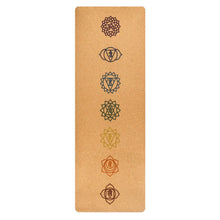 Cargar imagen en el visor de la galería, Natural Cork &amp; TPE Yoga Mat 183x68cm - 5mm Non-Slip with Body Alignment Lines

