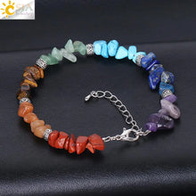 Cargar imagen en el visor de la galería, 7 Chakra Reiki Women  Chain Link Natural Chip Stone Bracelets
