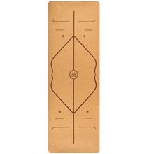Cargar imagen en el visor de la galería, Natural Cork &amp; TPE Yoga Mat 183x68cm - 5mm Non-Slip with Body Alignment Lines
