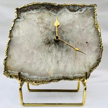 Cargar imagen en el visor de la galería, Grey Agate Large Wall/Desk Clock/Personalised Momento-0

