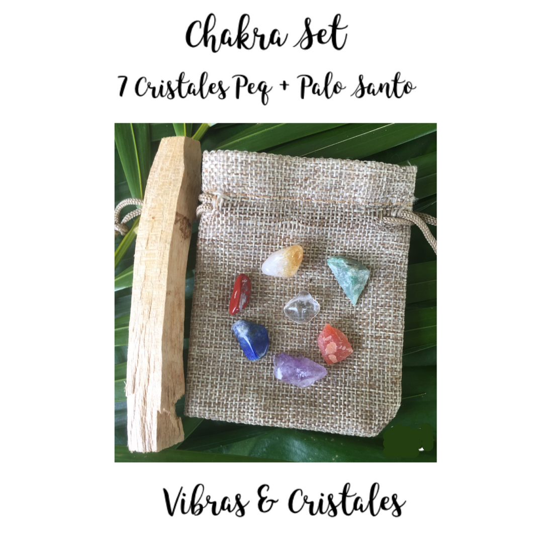 Chakra Set / 7 Small Crystals  + Palo Santo